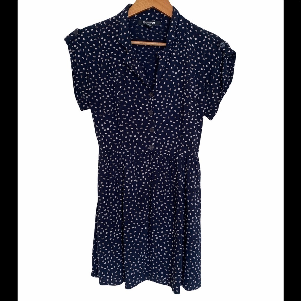 Forever 21 Mini Floral Button Down Dress, Size Med